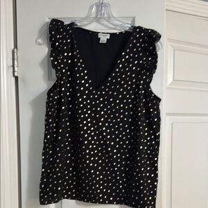 J. Crew Black Blouse with Gold Dots, worn once. Like new